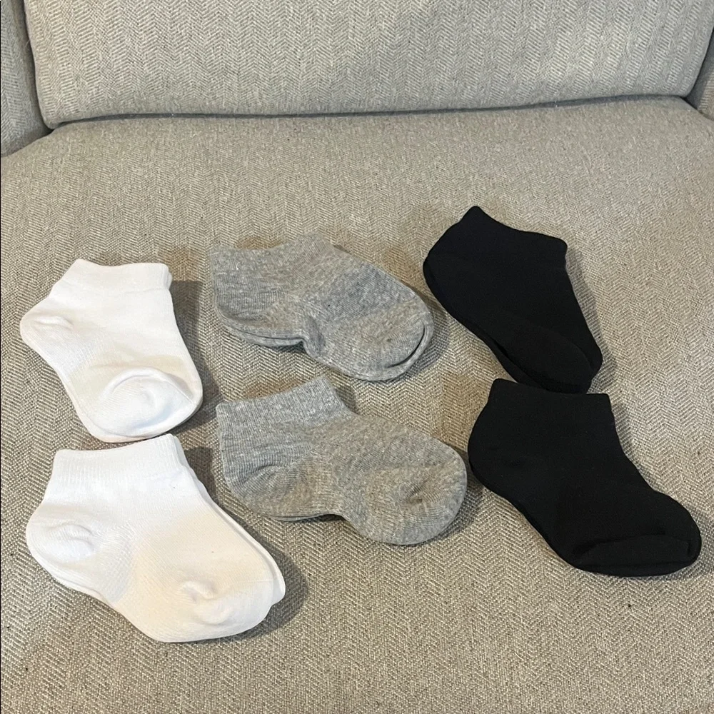 Boys/Girls Low Cut Cotton Socks Kids Ankle Socks - Black, Gray, and White
